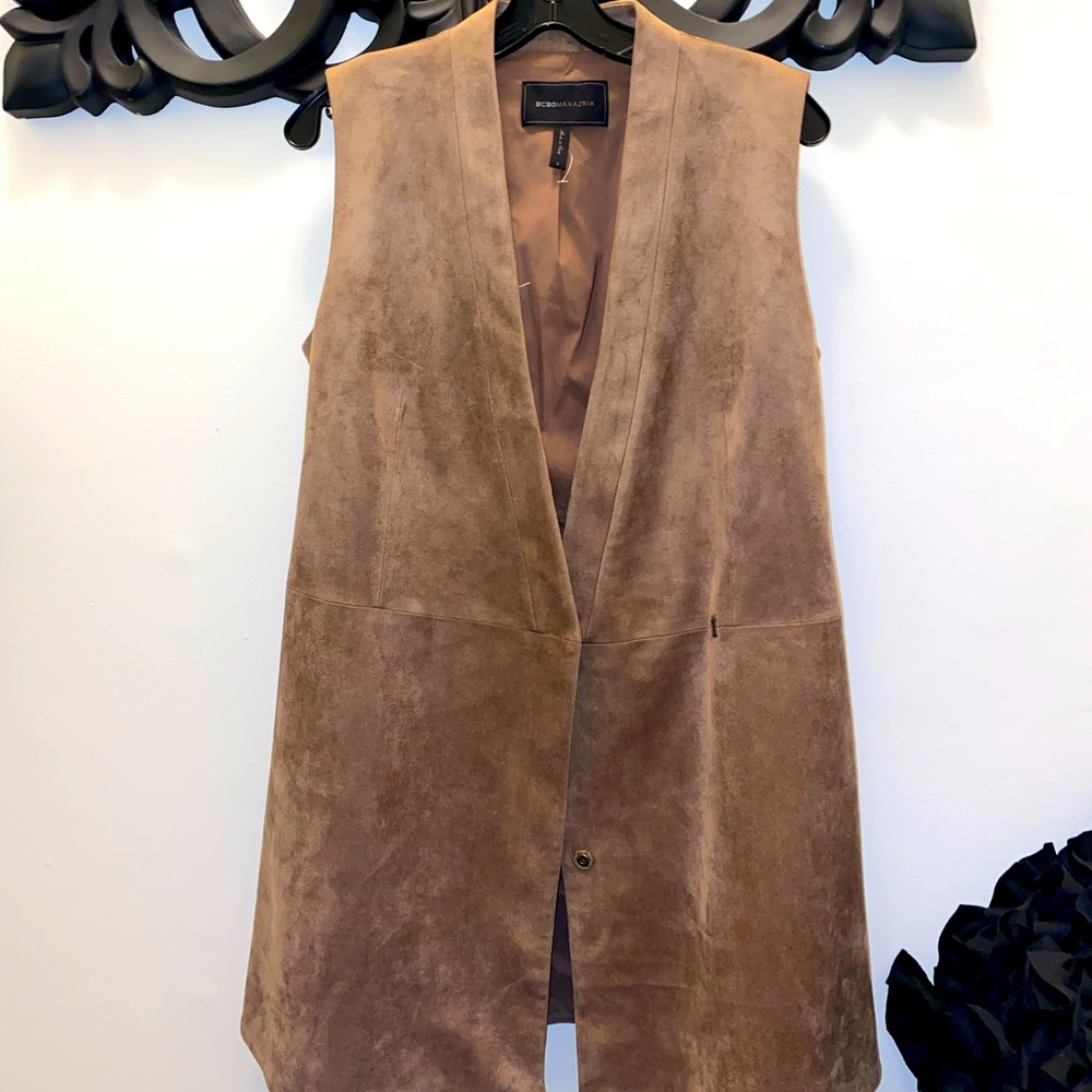BRAND NEW BCBG MAXAZRIA faux suede fashion vest